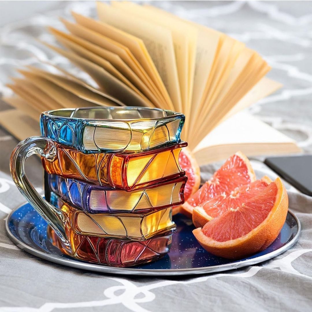 Taza 3D única hecha a mano para amantes de la lectura