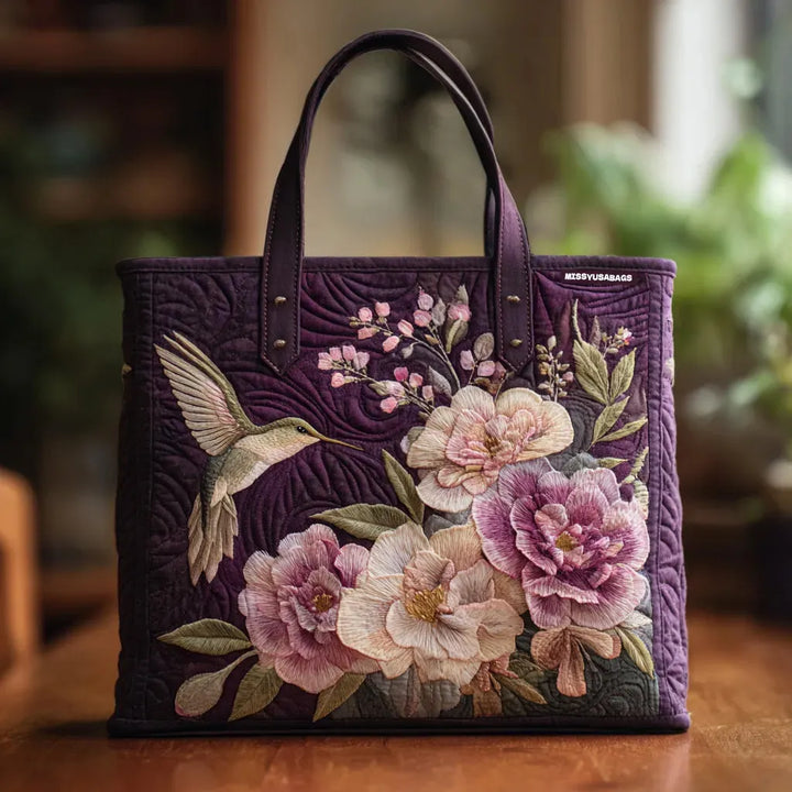 Bolso de mano acolchado - Colibríes y Orquídeas