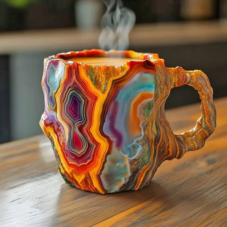 Tazas de café infusionadas con cristales minerales