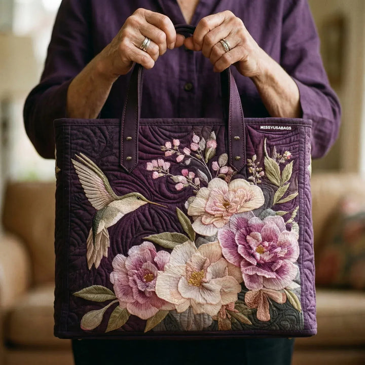 Bolso de mano acolchado - Colibríes y Orquídeas